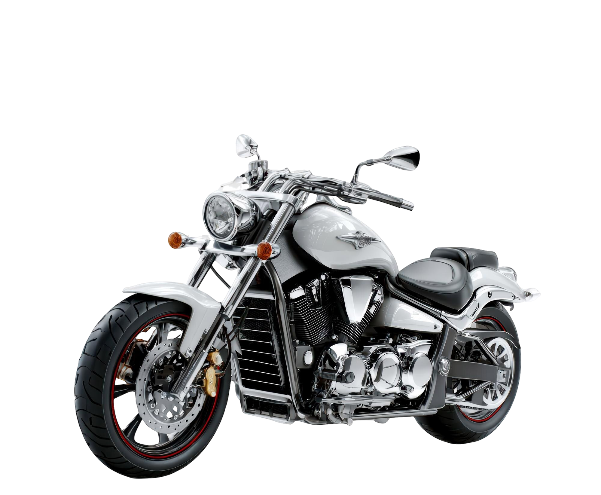White cruiser motorcycle